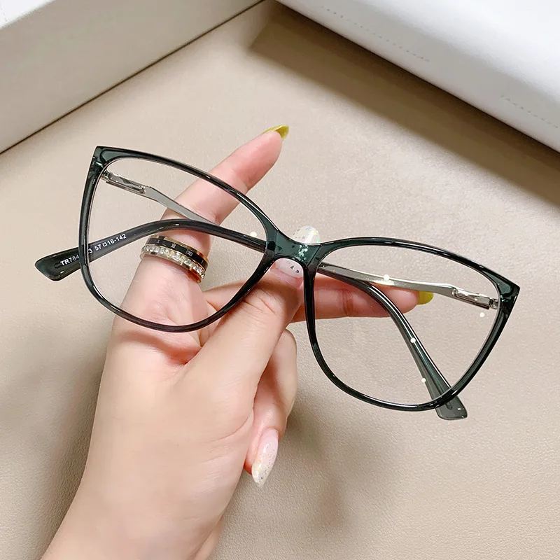 New Fashion Women Big Square Reading Glasses Retro Myopia Glasses Frame Tr90 Anti Blue Light Lenses Eyewear
