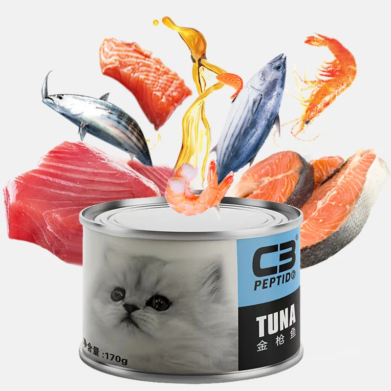 China Factory Good Quality Peptido Factory 170g Tuna Cat Canned Pet snacks
