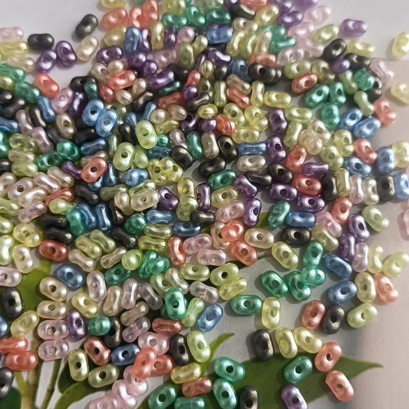 DIY candy 3*6mm transparent frosted gold powder peanut shape acrylic seed beads for jewelry making accessories wholesale DIY