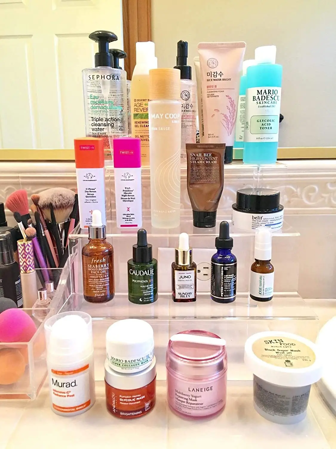 Acrylic Riser Display Shelf 4 Tier Display Riser for Amiibo Funko POP Figures Counter Display Stand Risers for Organization