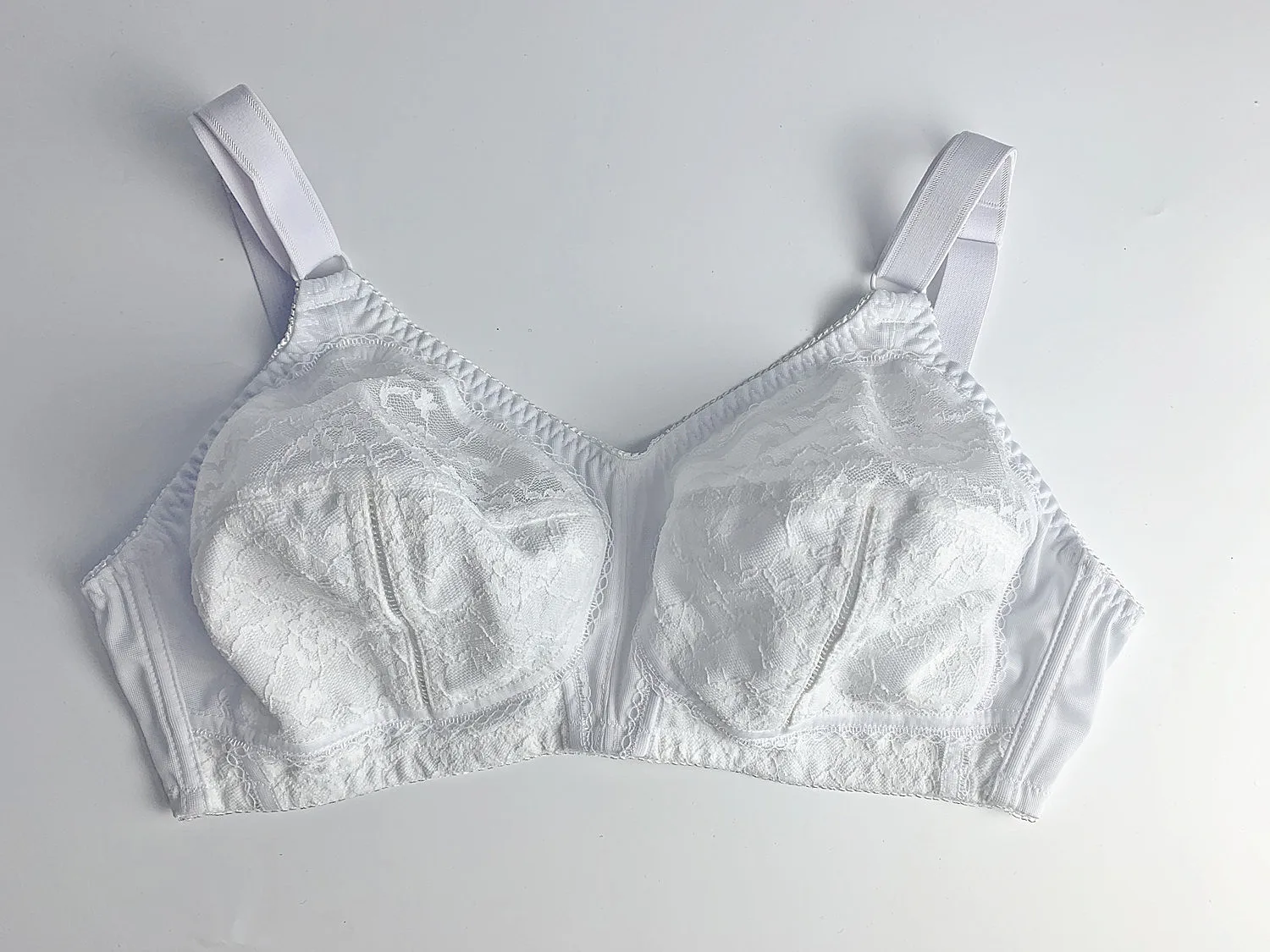 Ladies Lace None Wired Full Cup Firm Control Bra White Soft Lace Bra