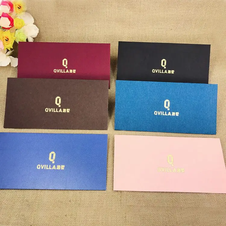 New Design Custom Logo Seal Closure Hot Stamp Gold Foil Logo Print Paper Envelopes  Wedding Invitation Pearlescent