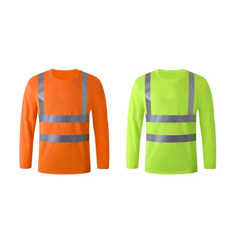 Wholesale Custom Long Sleeve OEM Workwear Quick Dry Hi Vis Safety T-Shirt Security Men Work Construction Reflective Polo Shirts