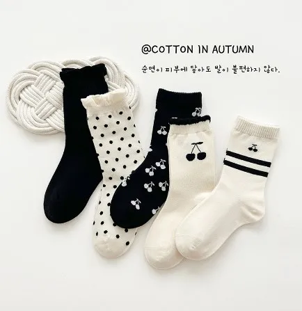 Fashion Cartoon Bear Children Cotton Socks Custom Design Sport Crew Socks for Kids 5pairs per set Wholesale
