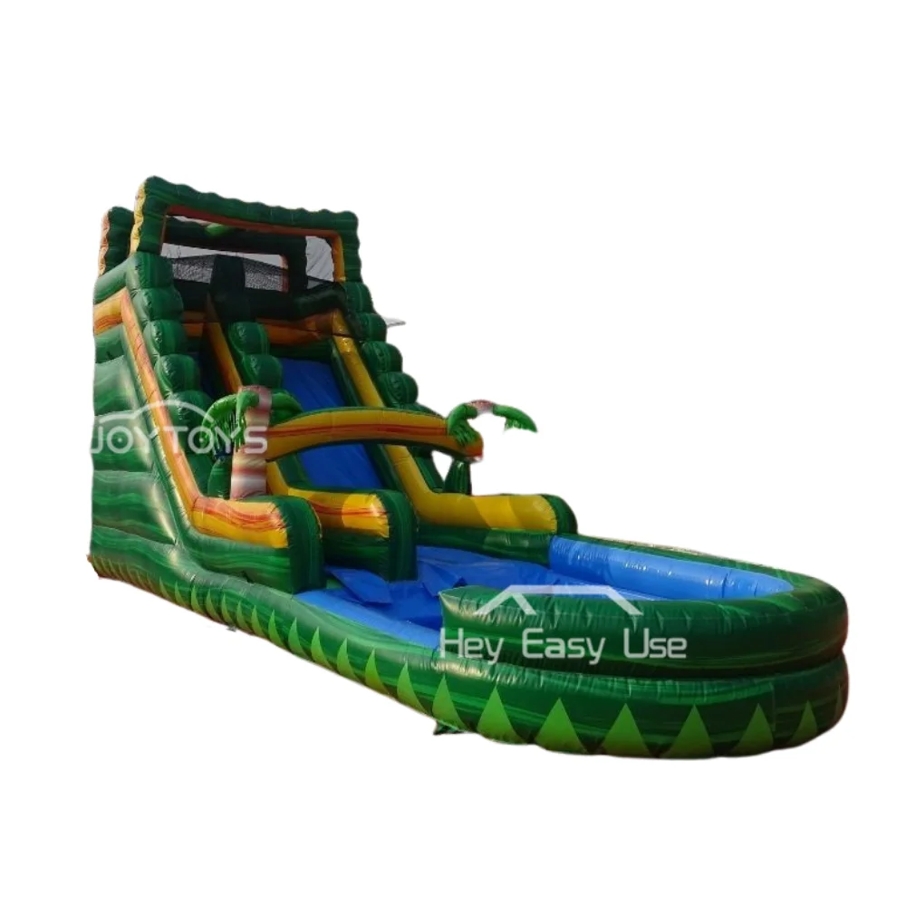 kids backyard  inflatables trop breeze water slide with pool inflatable obstacle course bounce house waterslides