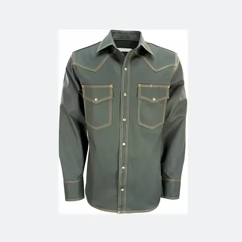 Mens Flame Resistant Button Down Shirt Mid-Weight Twill FR Work Shirt Welding  Clothing Oil Worker Uniform