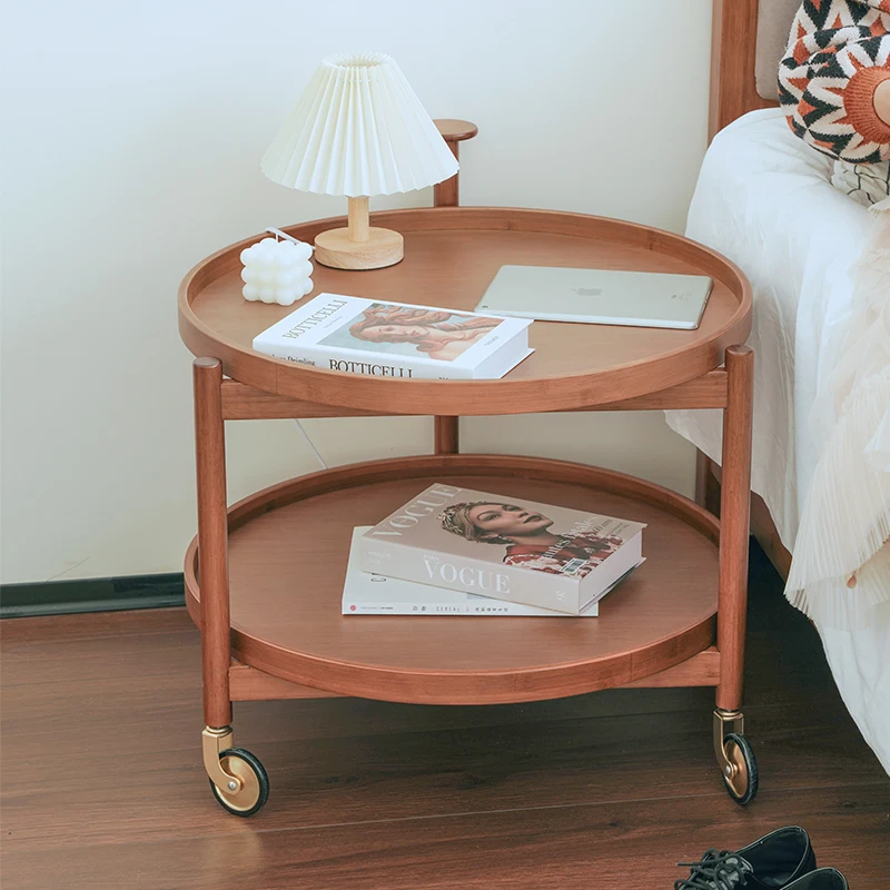 AiLiKEA PLANT HOT SALE OEM&ODM CUSTOMIZED Modern Tea Coffee Side Table Living Room Round Wheeled Movable Sliding Side Table