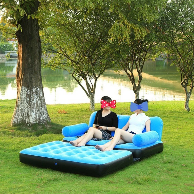 Green/Blue  5 in 1 Inflatable Double Sofa Bed Air Sofa