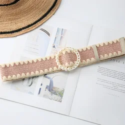 Wholesale High Quality Bohemian Belt Smooth Buckle Wide Belt Woman Woven Belt For Dress