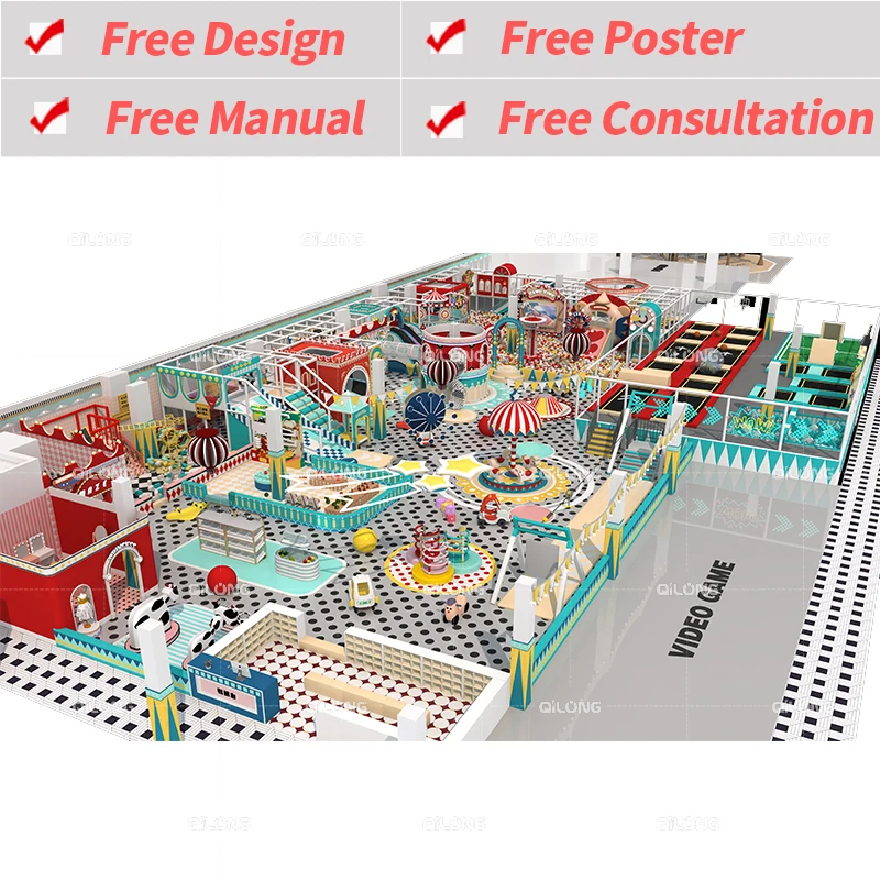 Customized 1000 Sqm Large Commercial Adventure Play Park Trampoline Indoor Playground Kids Soft Play Amusement Park Equipment