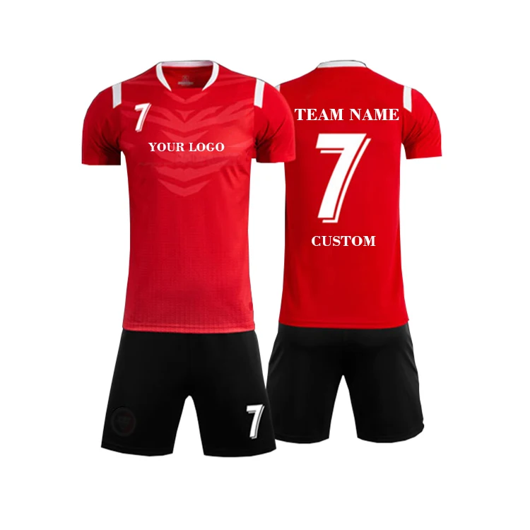 
OEM Custom Made Plain Blank Striped Soccer Uniform Football Jerseys Soccer jersey Set 