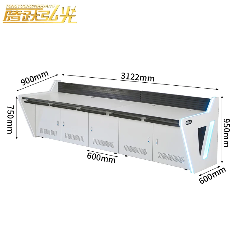 five workstations DV Style Command Center Consoles Monitoring Table Conference Room Furniture Office Furniture
