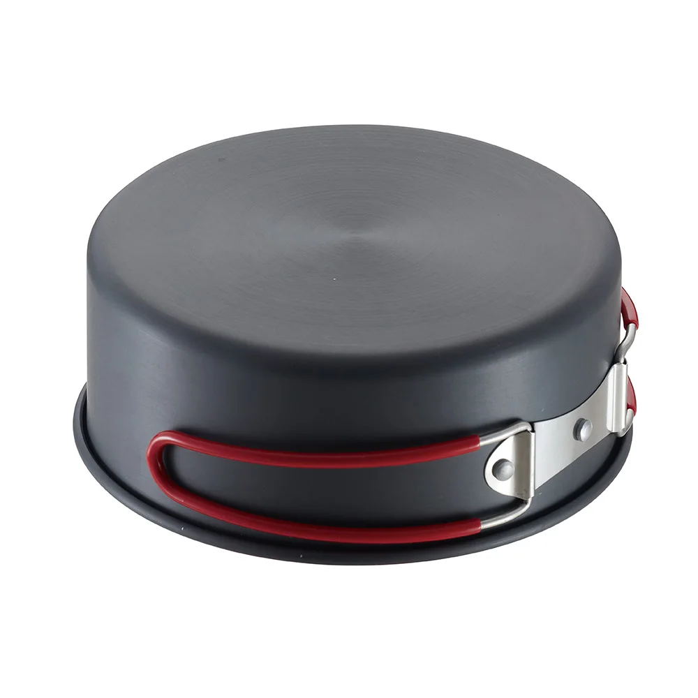 Outdoor Portable Tableware Set 4 Pcs Hard Anodized Camping Pan Pot Cookware Set