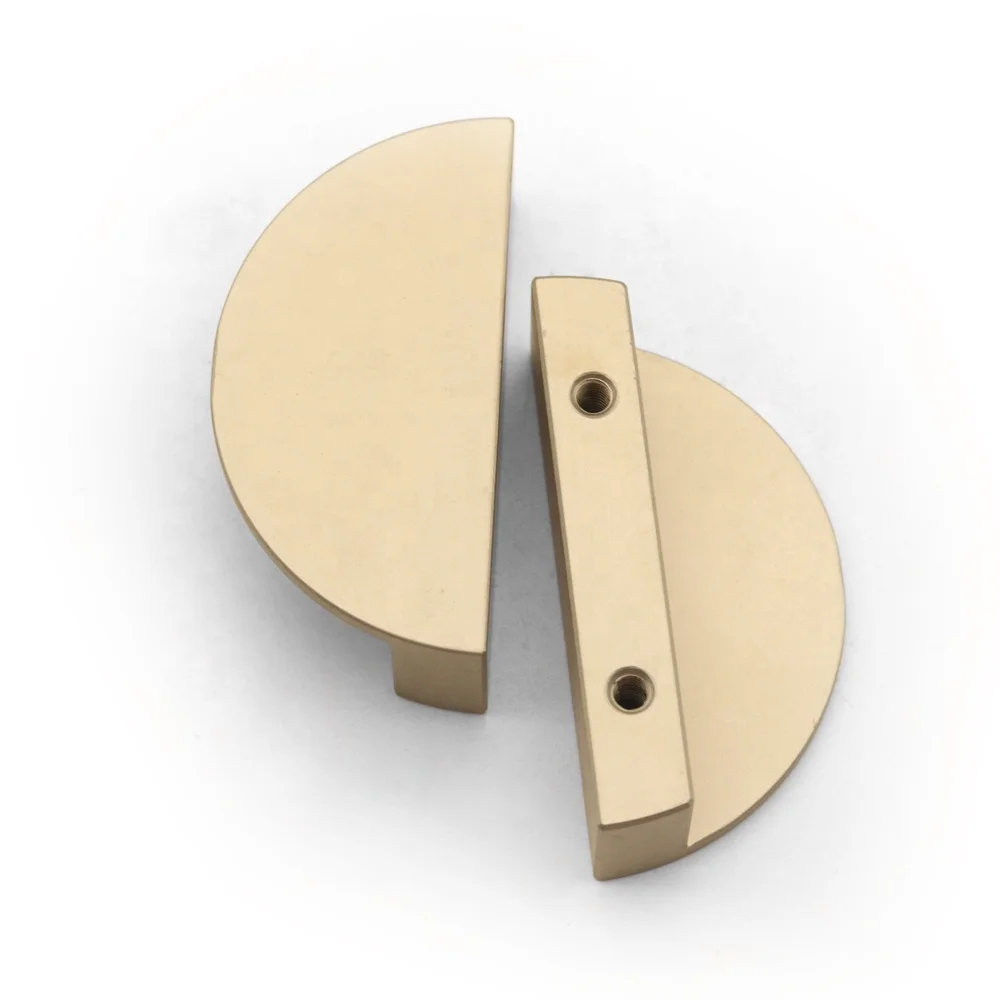 OEM drawer door gold half moon pull handles kitchen cabinet knobs Furniture door knob for dresser cupboard wardrobe hardware