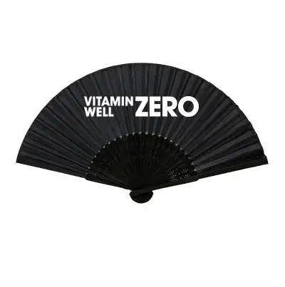 21 см Черный Складной вентилятор с бамбуком и тканью с принтом покупателя