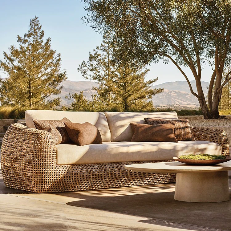 ATUNUS Modern Rattan Garden Outdoor Furniture Sofa Set All Weather Leisure Garden Set Rattan Furniture Patio Sofas