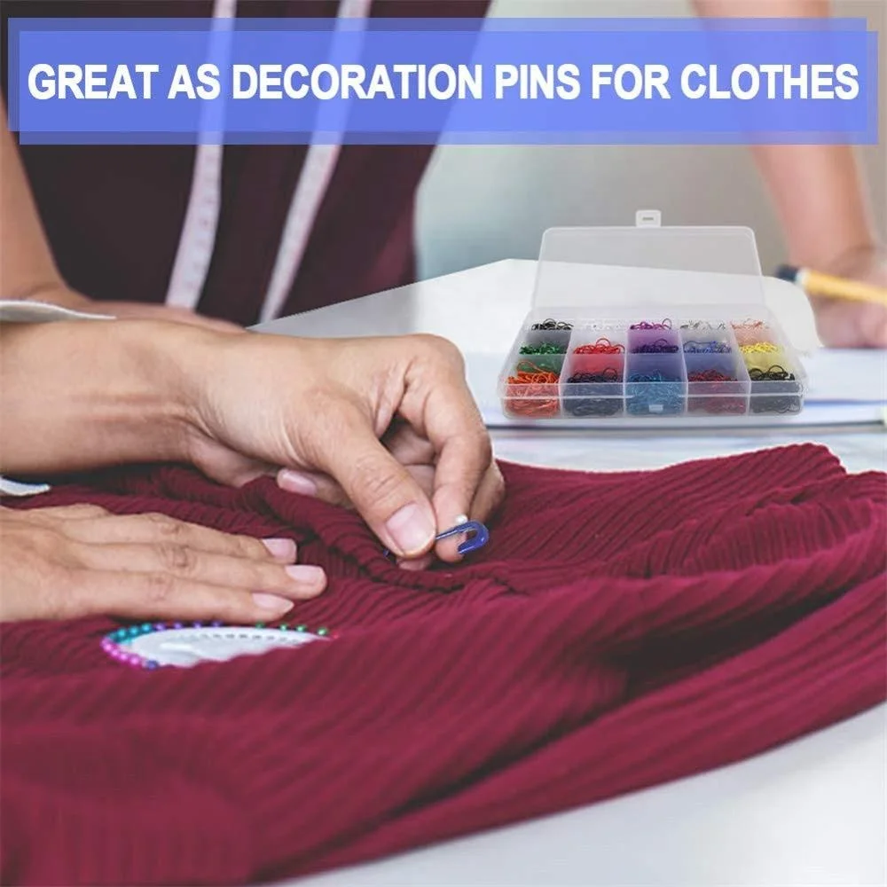 450 Pcs Baby Metal Calabash Safety Pins Knitting Needle Stitch Markers Safety Pin with Storage Box