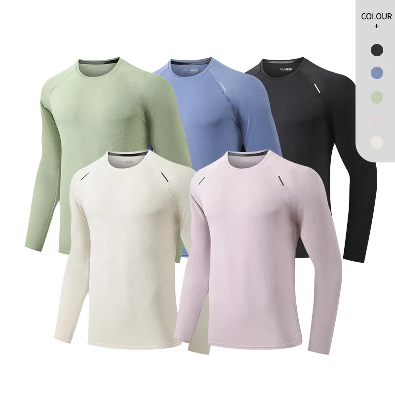 90% Polyester10 % спандекс футболка для фитнеса унисекс на заказ с длинным рукавом мужчин