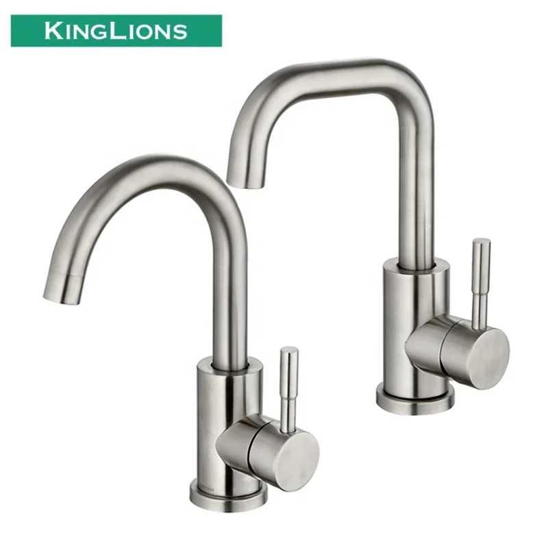Kinglions 360 Rotating Washbasin Faucet Bathroom Hot And Cold Water Mixing 304 Stainless Steel Bathroom Taps Basin Mixer