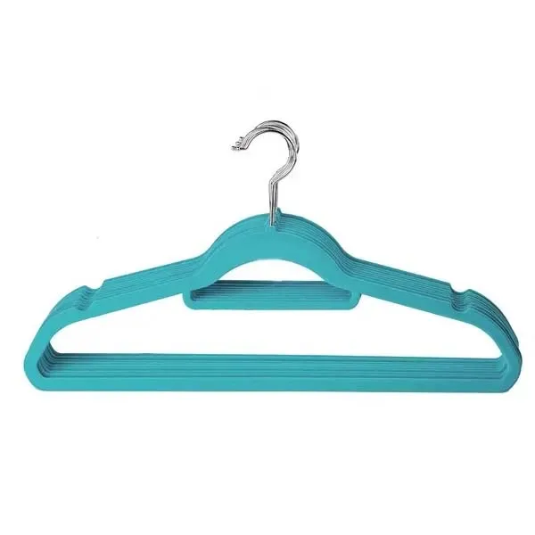 Custom 50 set non-slip black flocked hangers perchas ganchos cabide custom logo clothes hanger velvet hanger