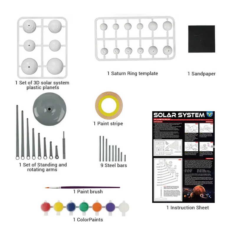 hot product low moq kid educational toy diy solar kit planet tarium toy solar system planet model