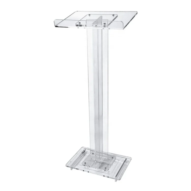 Single Column Design Clear Acrylic Lectern Acrylic Podium Plexiglass Pulpit for Many Occasions