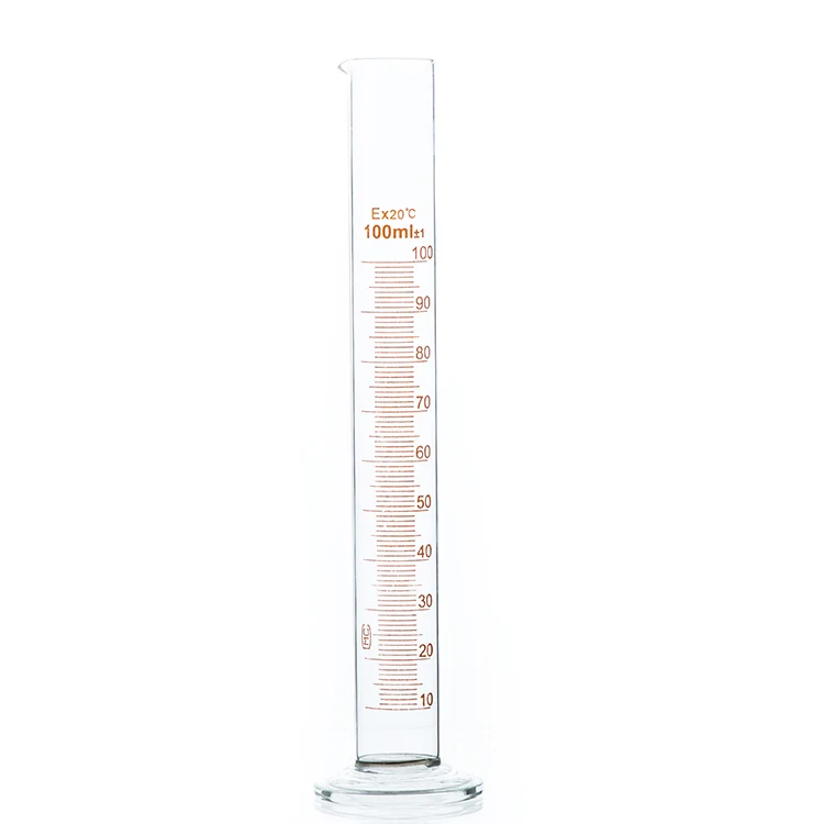 Home and School Science Laboratory Borosilicate Glass Graduated Measuring Liquid Lab Cylinders with Round Bottom Base