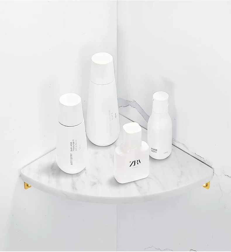 Custom volakas white polished marble wall shelf bathroom