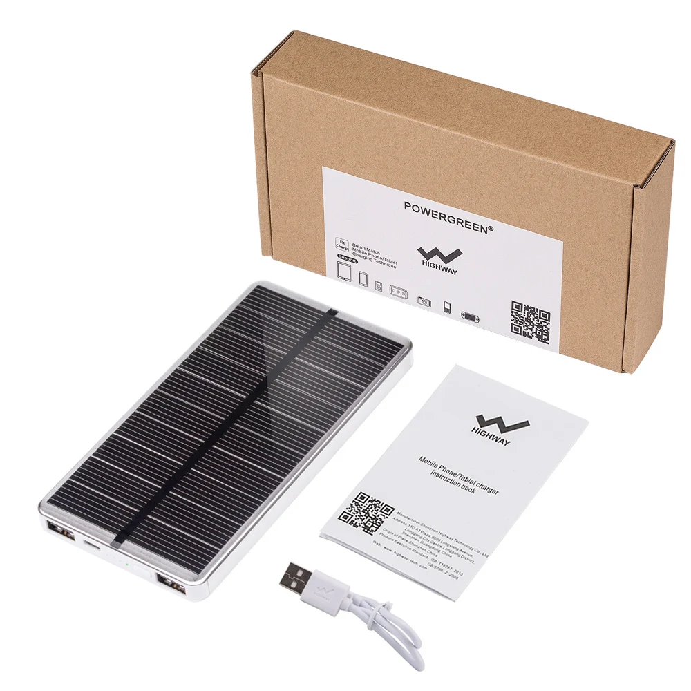 New Solar Power Banks Mobile Phone Portable Power Bank 10000Mah Double Usb High Capacity Waterproof Charger Solar Power Bank