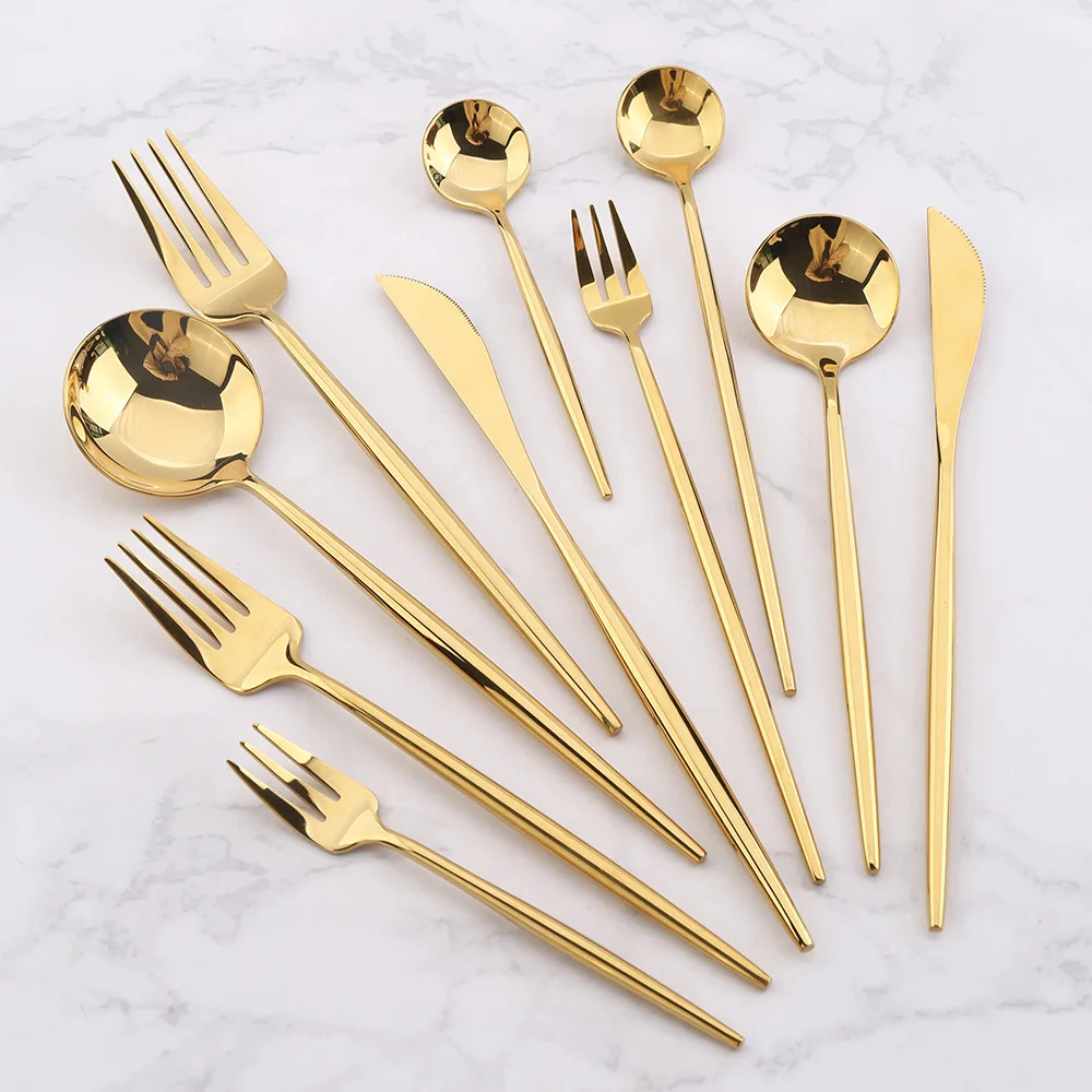 Manufacturer party high quality luxury knife spoon fork 4pcs stainless steel flatware gold cutlery set