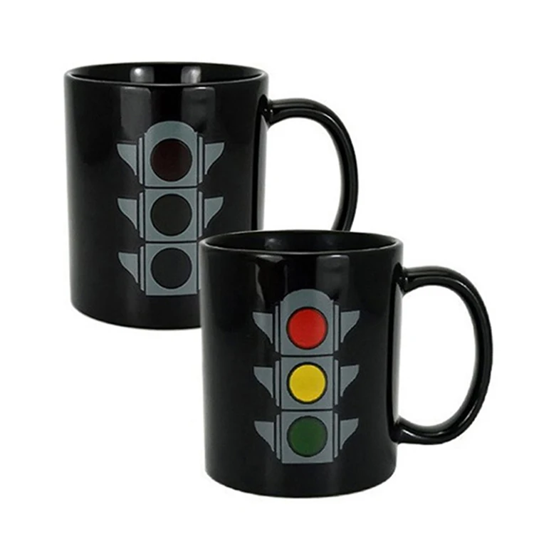 Wholesale 11oz Black Custom Cheap Color Changing Ceramic Heat Sensitive Magic Mug
