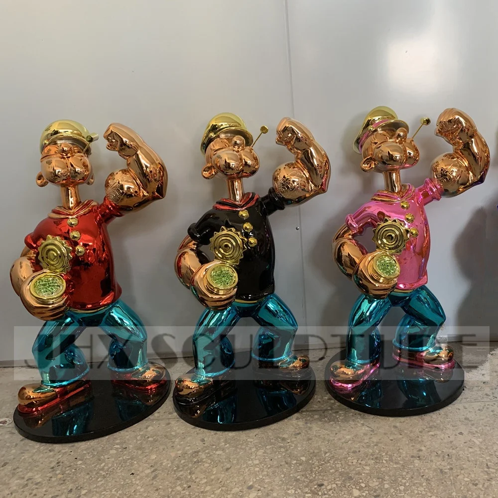 Famous Art Decoration 4 Colors Small Popeye Statue Resin Popeye Sculpture Home Decoration