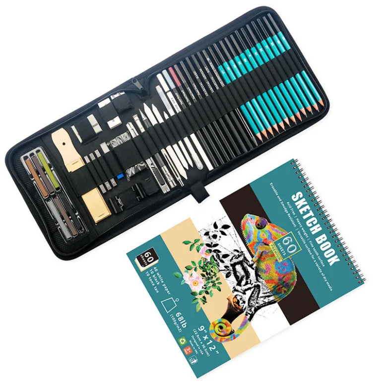 50pcs Sketch Lead Tool Set High-gloss Metal Pen Carbon Pen Painting Art Sketch Pencil Set Art Supplies Gift