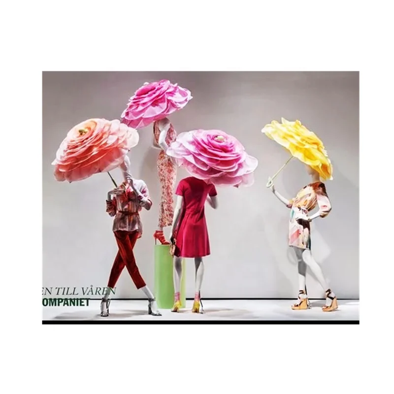 Retail visual merchandising big size flowers for window display
