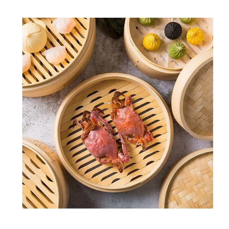 
Wholesale Chinese 10 inch Bamboo Steamer Basket set for Kitchen Factory High Quality Bamboo Steamer Basket 