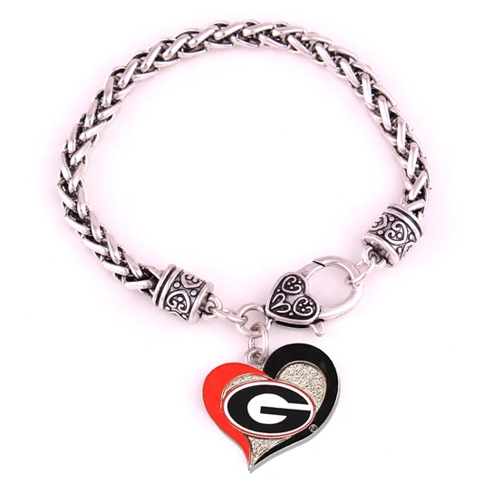 Wholesale Football  sports teams series zinc alloy enamel jewelry wheat chain bracelet