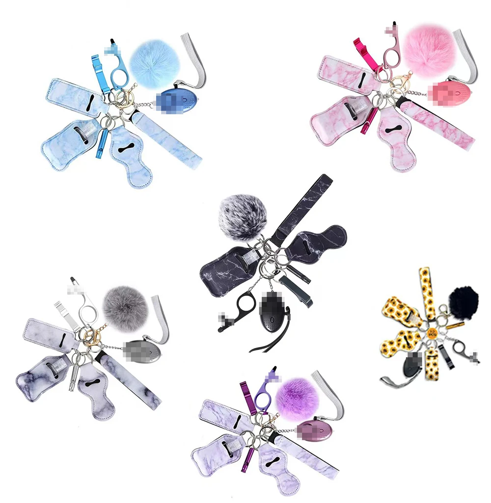 Wholesale Women Self Defense Gadgets Folding Hidden Key Shape Pocket Keychain Supplies Woman Self Defence Keyring  Key Chain Set