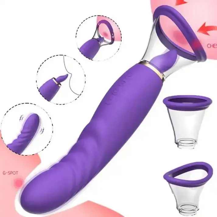 New 3 In 1 Breast Nipple Pump Sucking Oral Licking Av Wand Devices Female Masturbation Tongue Sucking vibrator for women