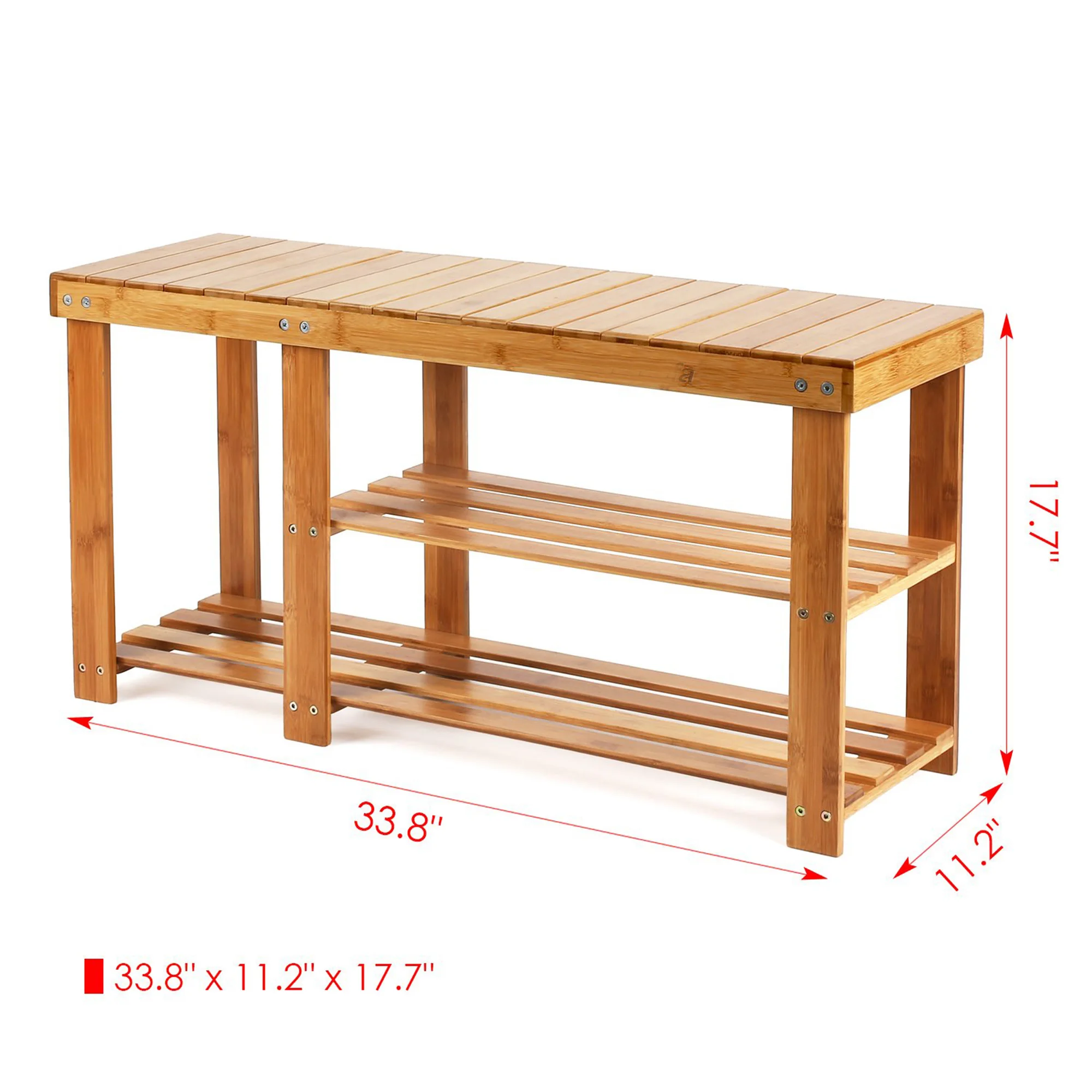 Sturdy Shoe Rack Bench 3-Tier Bamboo Shoes Organizer Ideal For Entryway