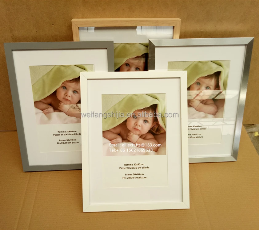 Wholesale Nodic Design Black White Oak Double Matted MDF Wooden Picture Photo Frame 24x36 28x40 16x20 11x14