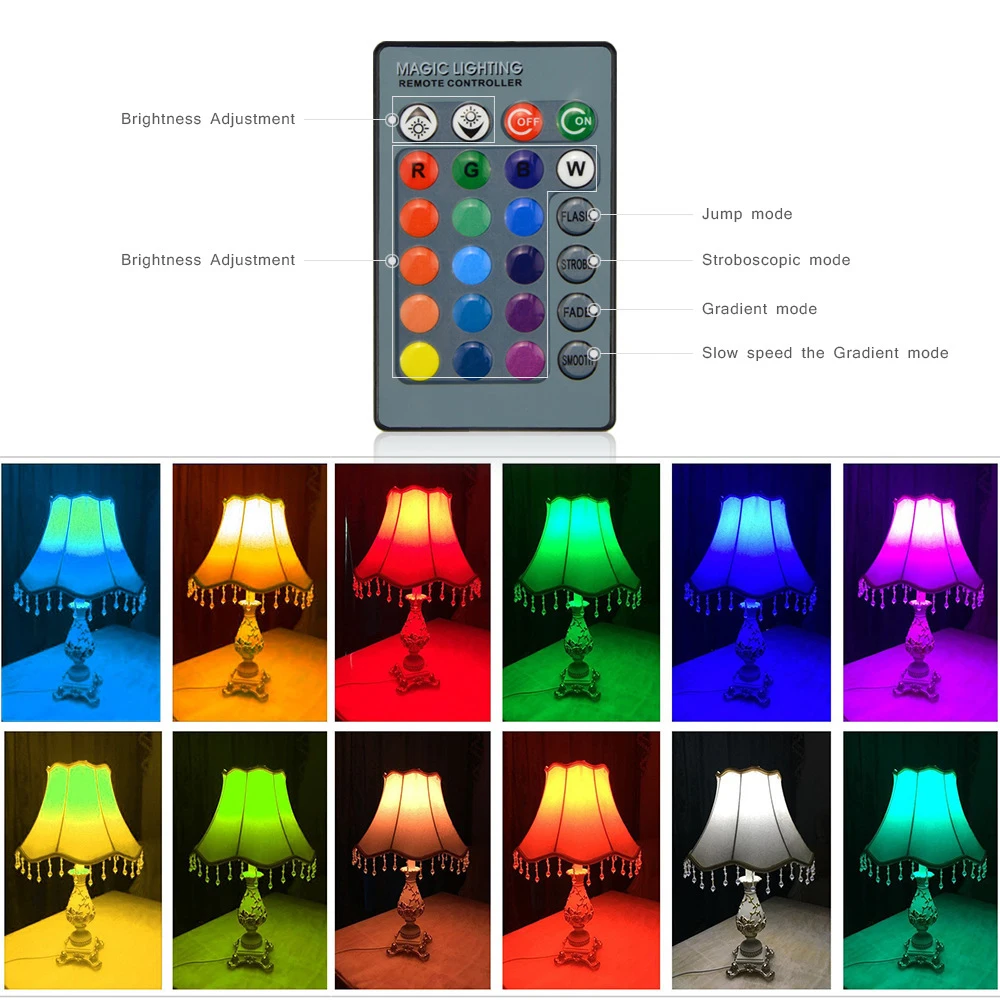 
HOMIFINE Color Changing Light Dimmable Screw Base E26 E27 Mood Flood Light RGB LED Light Bulb with Remote Control 