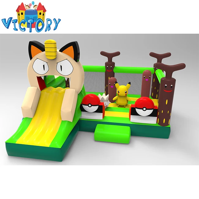 Selling pokemon inflatable bouncy castle outdoor/jumping castles with prices inflatable slide combo/inflatable trampoline rental