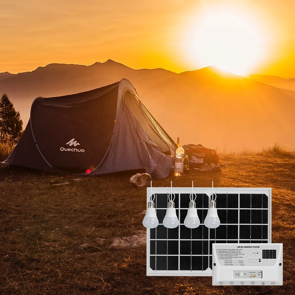 Complete 12 Watt Solar Panel Kit five USB ports are included to support mobile phone charging