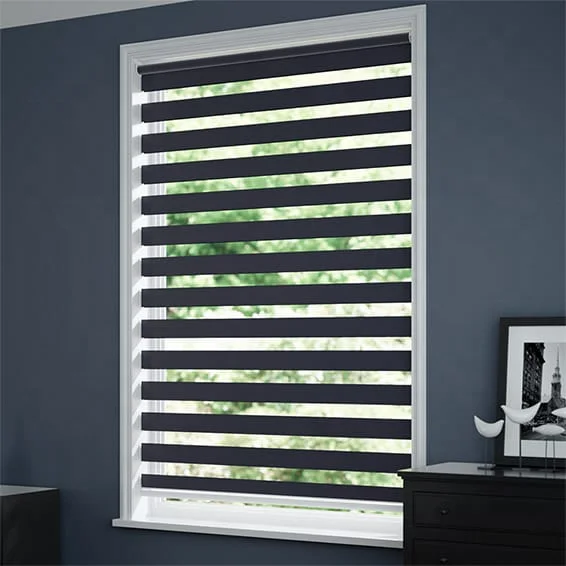 Factory Custom Automatic Remote Control Double Layer Shades Zebra Blinds Electric Blackout Window Zebra Roller Blinds