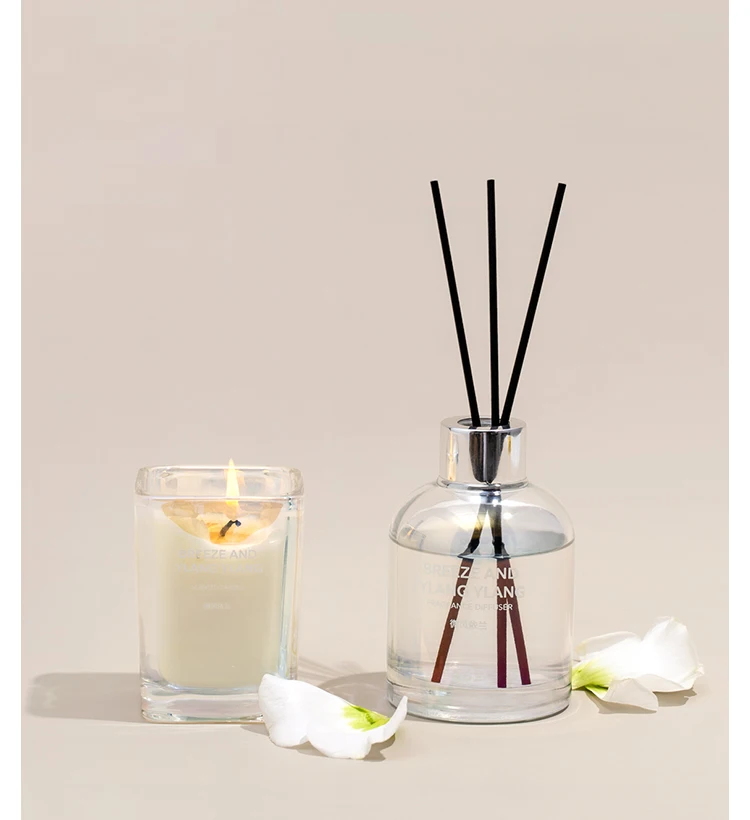 Fragrance Oil glass Jar Pillar Shape Soy Wax Wood Wick Fragrance Candle