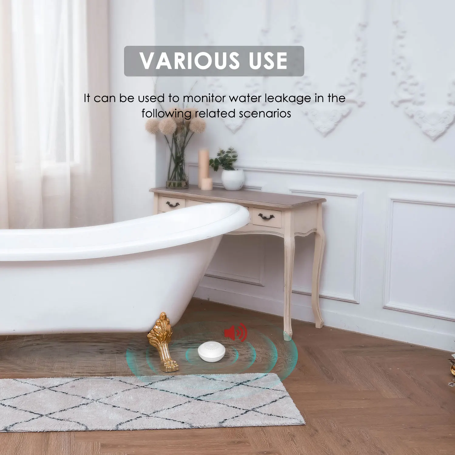 Manufacturer ZIGBEE 3.0 DC 3V battery operated water overflow alarm with wireless function