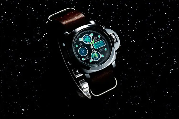 GOLDEN HOUR GH-102 famous Chinese male quartz watch activity leather band LED chronometer alarm running watch design