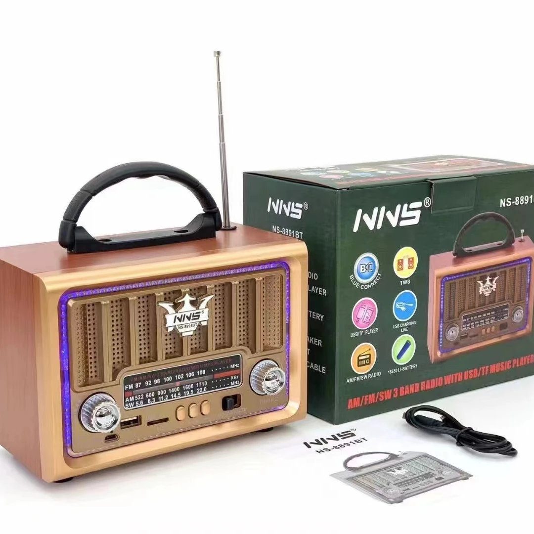 USB Rechargeable  am fm radio With USB TF MP3  Karaoke radio speaker with  RGB light  NS-8891BT
