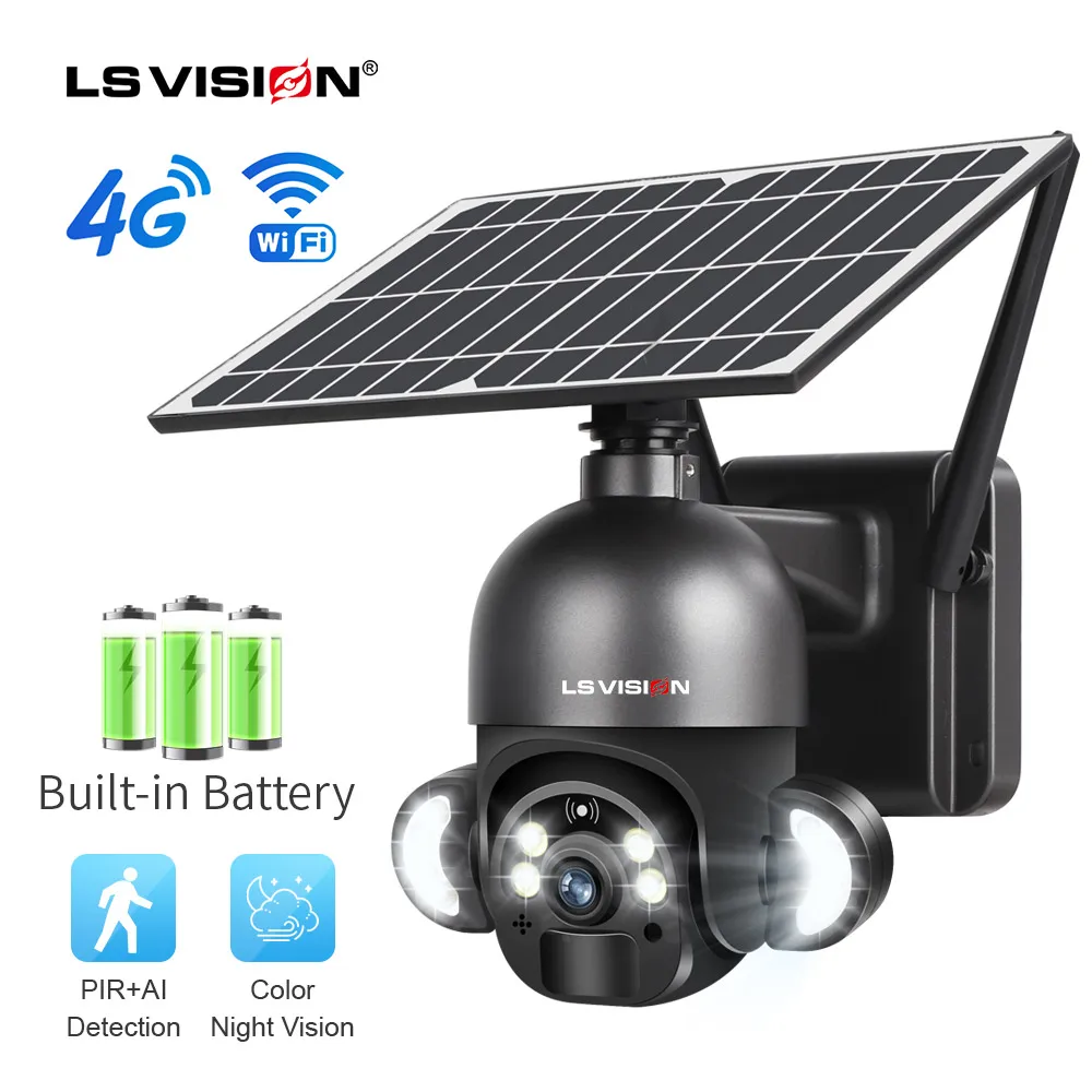 LS VISION 4MP 2K Multipurpose Outdoor 4G Solar Camera WIFI Wireless PTZ Motion Detection Two Way Audio Security Camera indoor