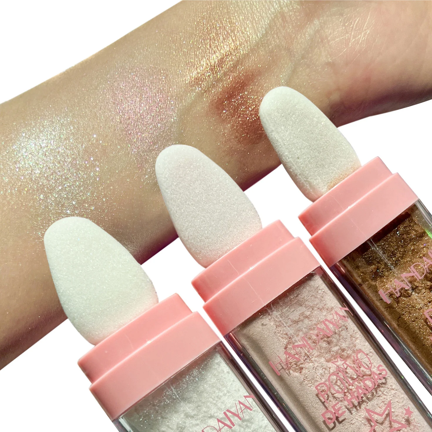 3 Colors Body Highlights Patting Powder Face Shimmer Foundation Natural Shadow Blush Makeup